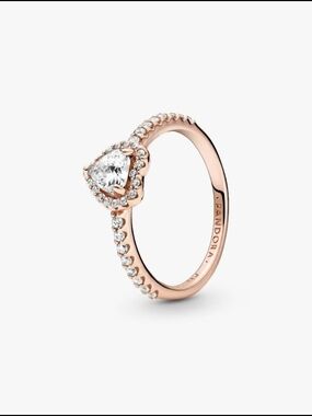Pandora Sparkling Elevated Heart Ring 188421c02 14k rose gold plating